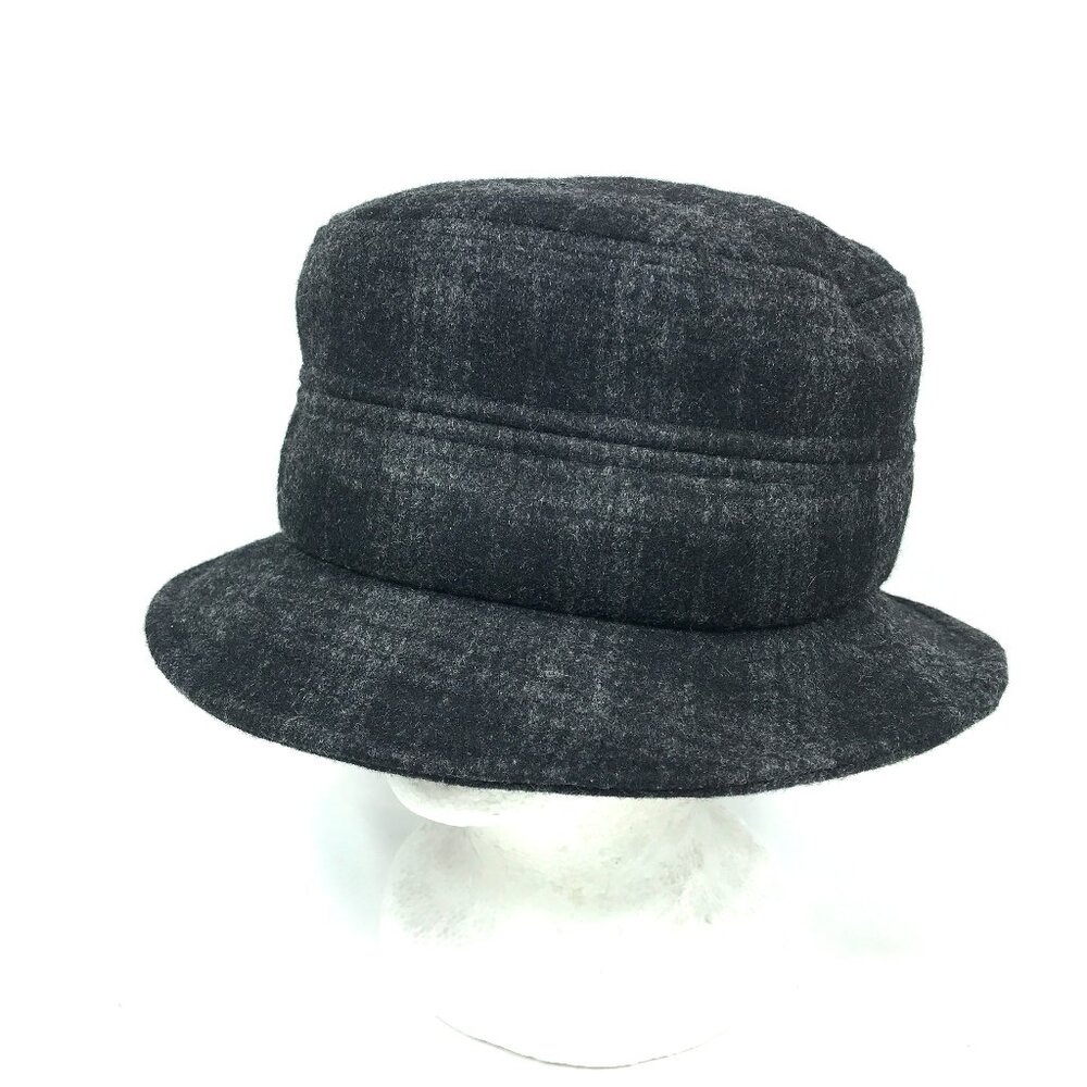 VTG 2K Burberry London Gray/Black Wool Bucket Hat SM 21"